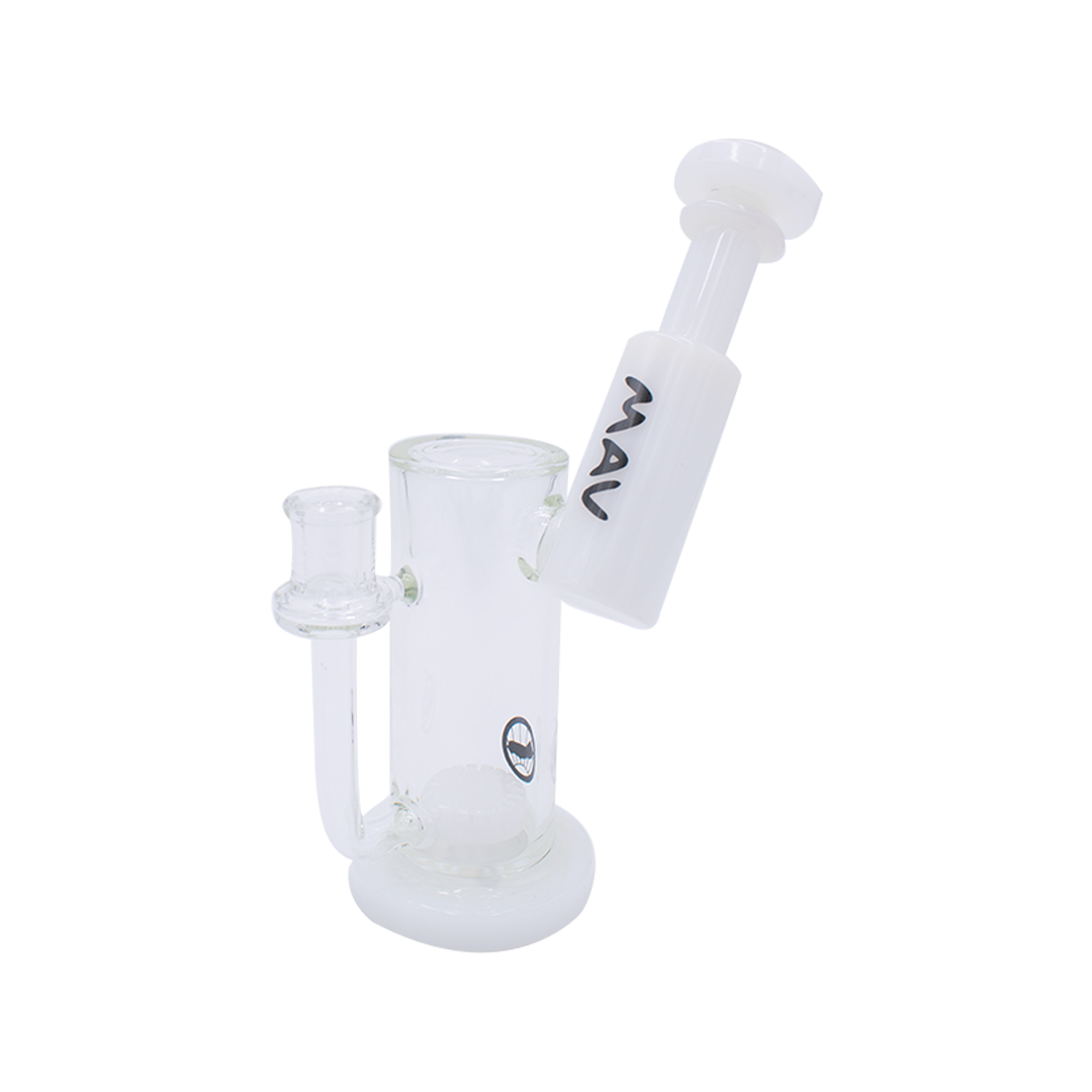 MAV Glass Sylmar Side Car Bubbler in White - 6" Beaker Design with Glass on Glass Joint