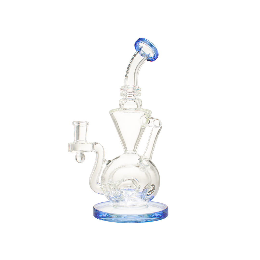 MAV Glass The Avalon Recycler Dab Rig in Blue with Beaker Design and Glass on Glass Joint