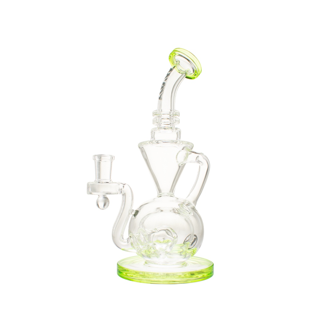MAV Glass The Avalon Recycler Dab Rig - Clear with Green Accents, Glass on Glass Joint