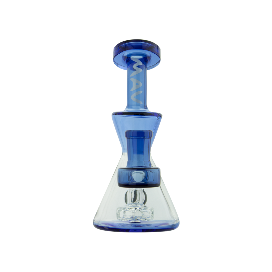 MAV Glass The Balboa Mini Rig in Blue, Beaker Design, 6" Tall, 14mm Female Joint, Front View