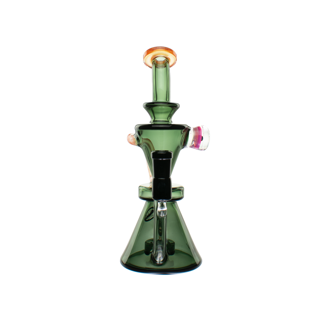 MAV Glass The Beverly Hourglass Recycler in Transparent Black Orange with 14mm Female Joint