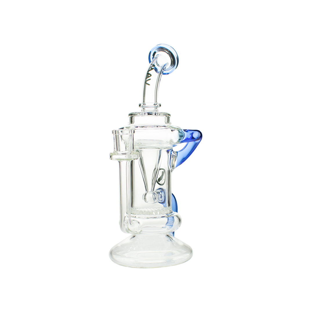 MAV Glass The Big Bear Recycler in Blue - 9.5" Honeycomb Percolator Dab Rig Front View