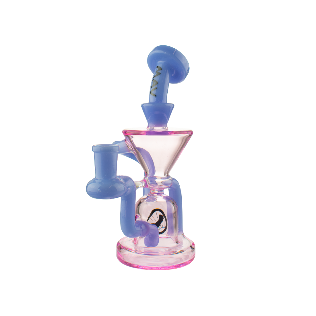 MAV Glass The Humboldt Mini Dab Rig in Lavender and Pink, Front View with Hole Diffuser and Vortex Percolator
