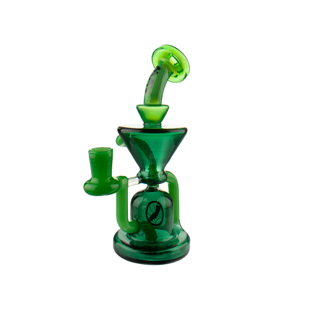 MAV Glass The Humboldt Mini Dab Rig in Teal, with Vortex Percolator, Front View on White