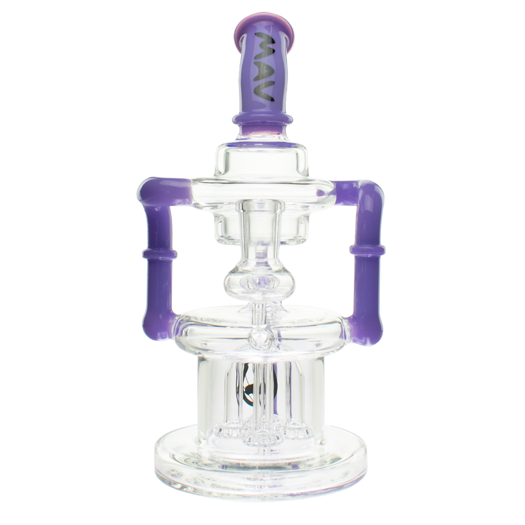 MAV Glass The Pasadena Microscopic Quad Shower Recycler with Bent Neck in Purple