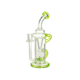 MAV Glass The Pch Recycler Dab Rig with Vortex Percolator and Green Accents - Front View
