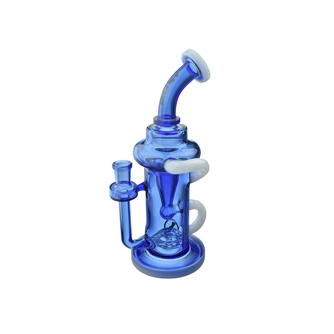 MAV Glass The Pch Recycler Dab Rig in Ink Blue with Vortex Percolator, Front View