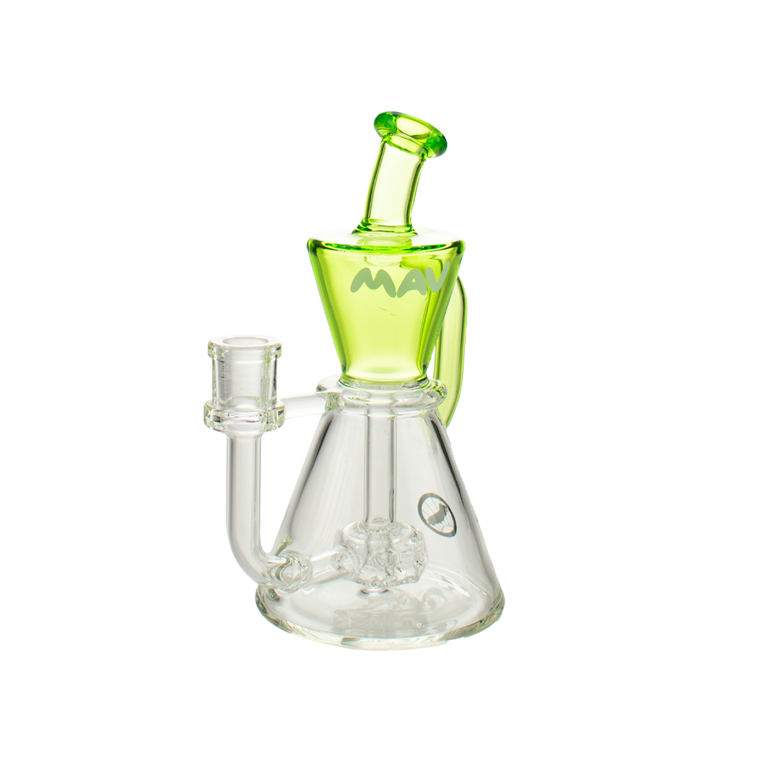 MAV Glass The Santa Monica Hole Puck Perc Dab Rig with Vortex Percolator, 14mm Female Joint, Front View