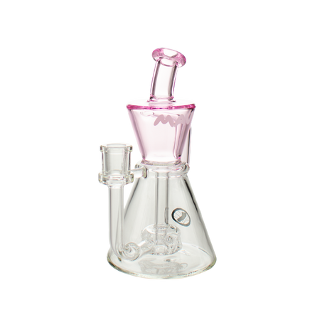 MAV Glass The Santa Monica Hole Puck Perc Dab Rig in Pink with Cyclone Percolator - Front View