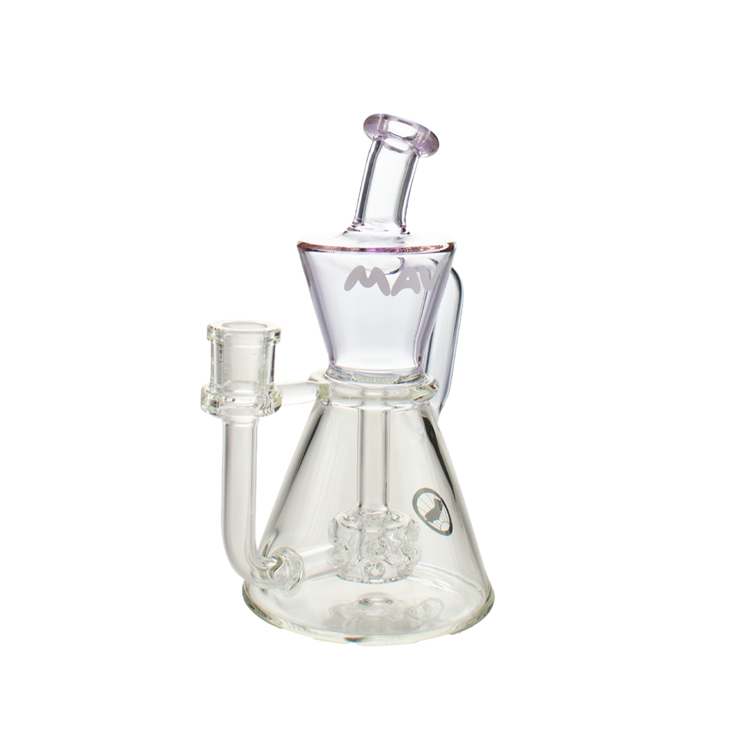 MAV Glass The Santa Monica Hole Puck Perc Dab Rig in Purple with Cyclone Percolator - Front View