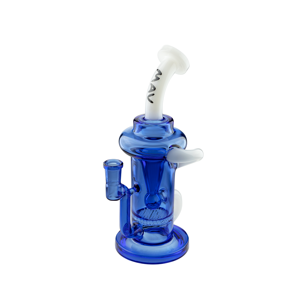 MAV Glass The Sonoma Recycler Dab Rig in Blue with Honeycomb Percolator - Front View