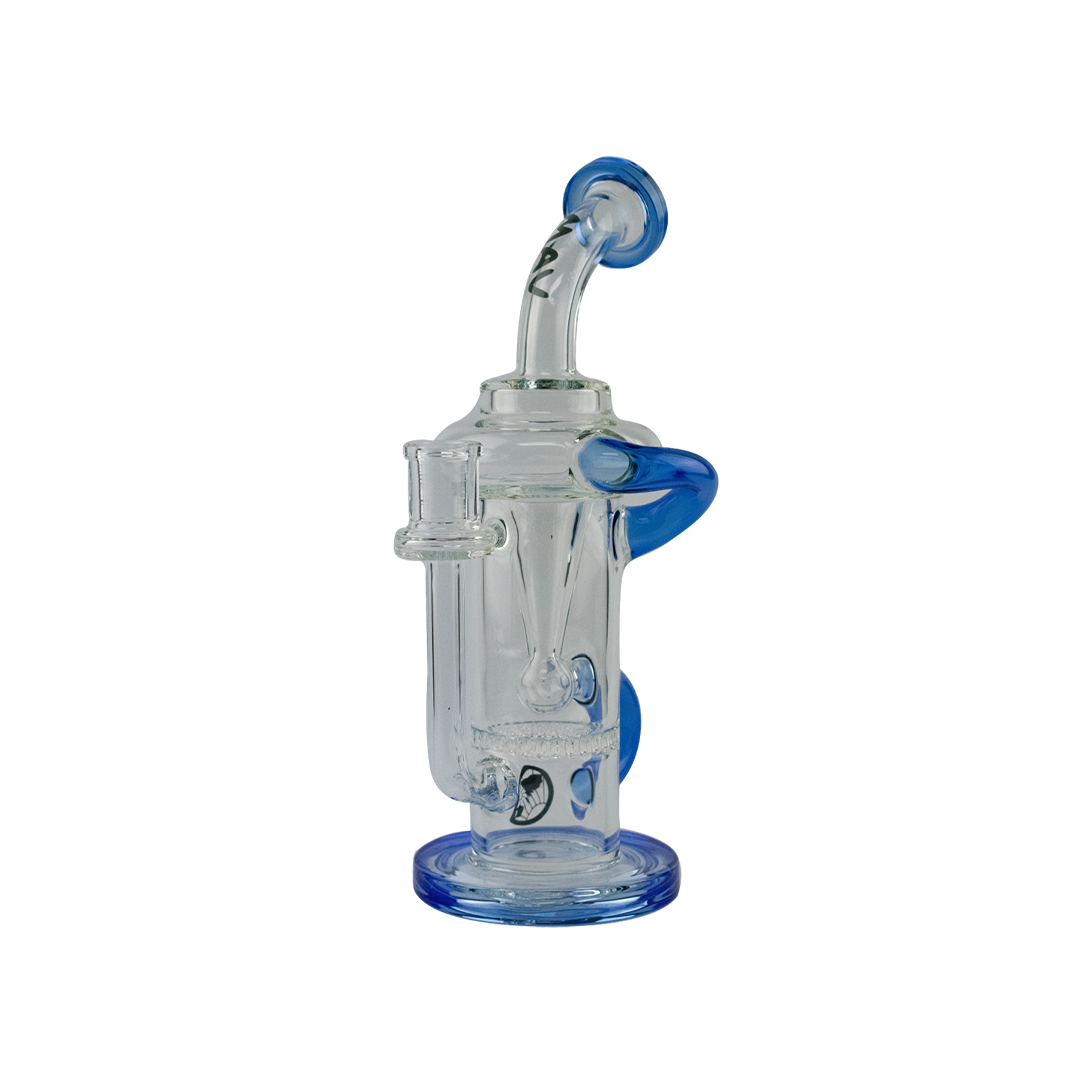 MAV Glass The Sonoma Recycler Dab Rig in Blue with Honeycomb Percolator and Cyclone Filtration, Front View