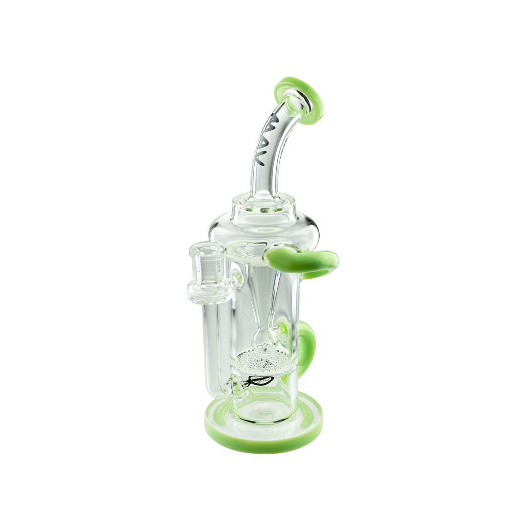 MAV Glass The Sonoma Recycler Dab Rig with Honeycomb Percolator in Slime Green, Front View