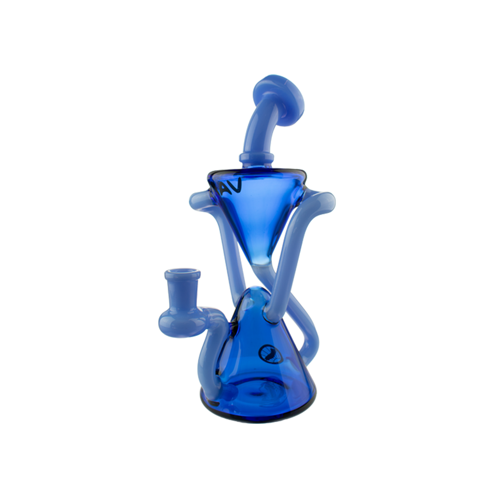 MAV Glass The Zuma Recycler Dab Rig in Blue, 9" with Vortex Percolator, Front View