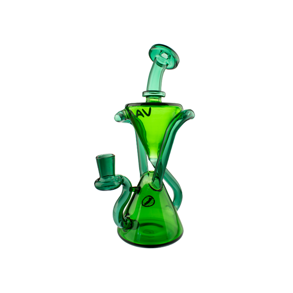 MAV Glass The Zuma Recycler Dab Rig in Green, 9" with Hole Diffuser and Vortex Percolator