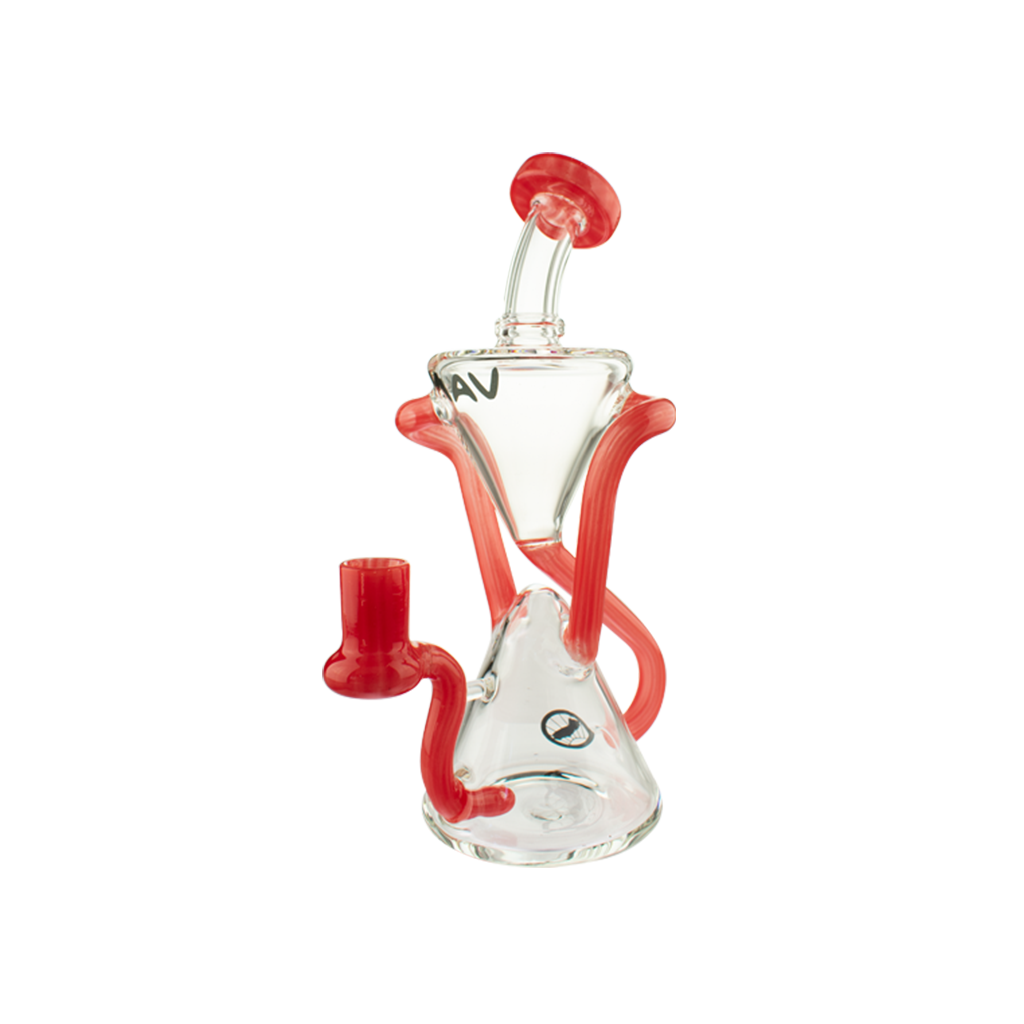 MAV Glass The Zuma Recycler Dab Rig in Red, 9" with Vortex Percolator, Front View