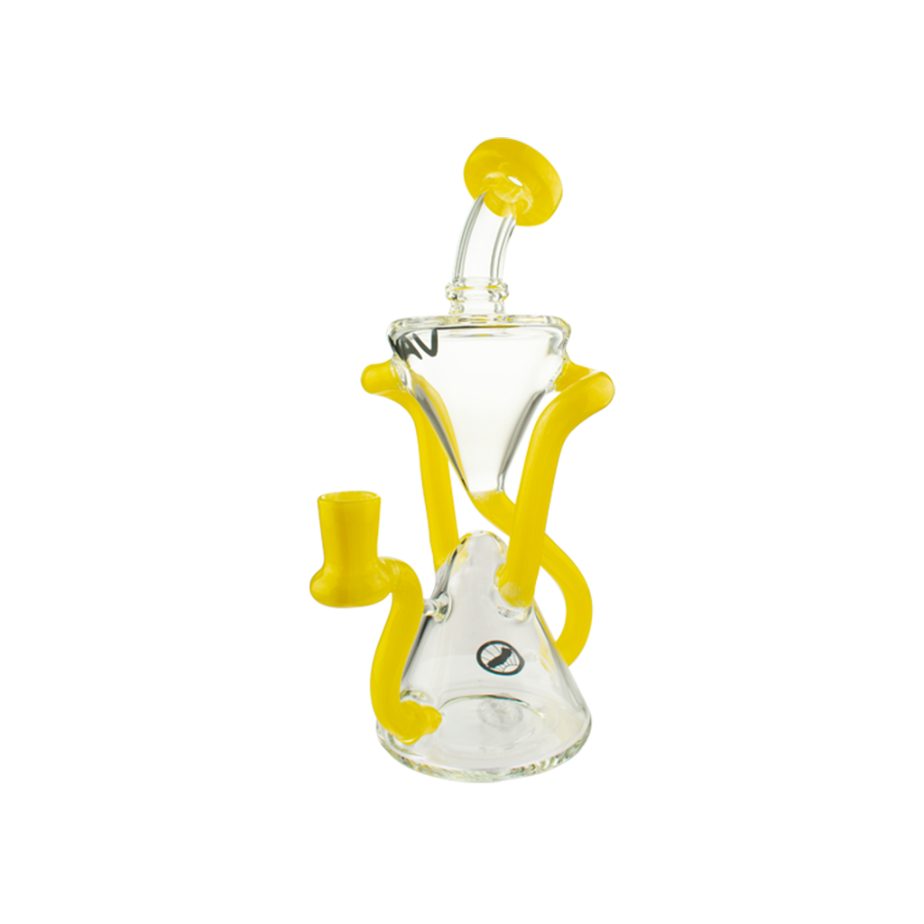 MAV Glass The Zuma Recycler Dab Rig in Yellow with Vortex Percolator and Glass on Glass Joint