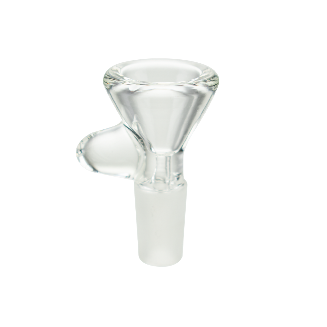 MAV Glass Thick Handle Bowl 14mm with heavy wall clear glass, front view on white background