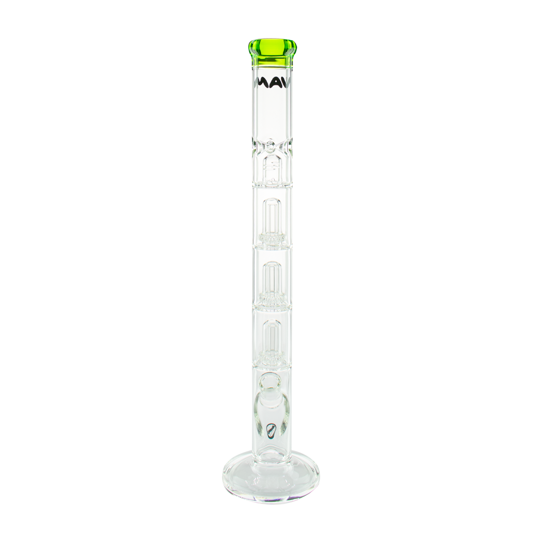 MAV Glass Triple to UFO Straight Bong with Showerhead Percolator, 23" Height, 14mm Joint, Front View