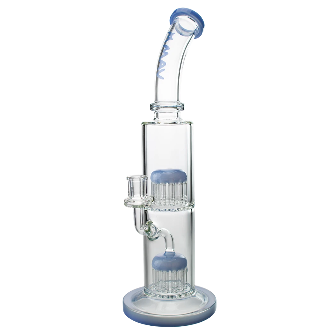 MAV Glass TX374 Double Arms Chambers Bong in Lavender, Front View on Seamless White Background