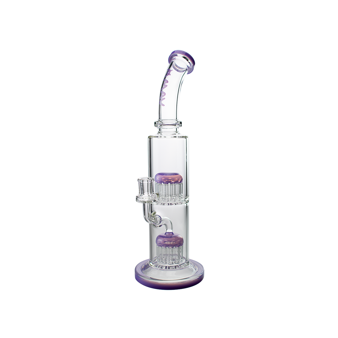 MAV Glass Tx374 Double Arms Chambers Bong in Purple Milk, Borosilicate Glass, Front View