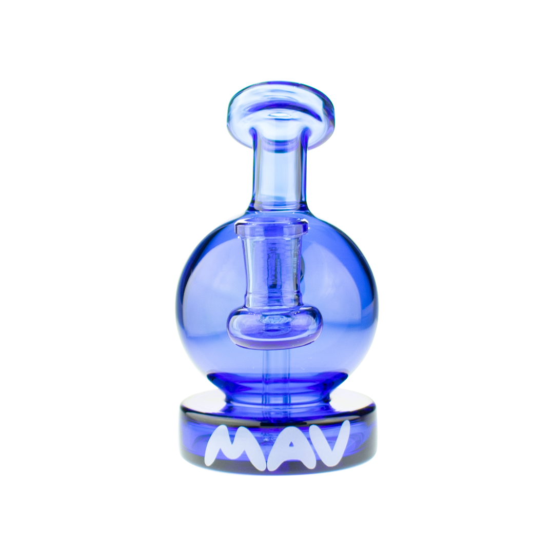 MAV Glass Vintage Bulb Dab Rig in Ink Blue with Glass on Glass Joint, Front View