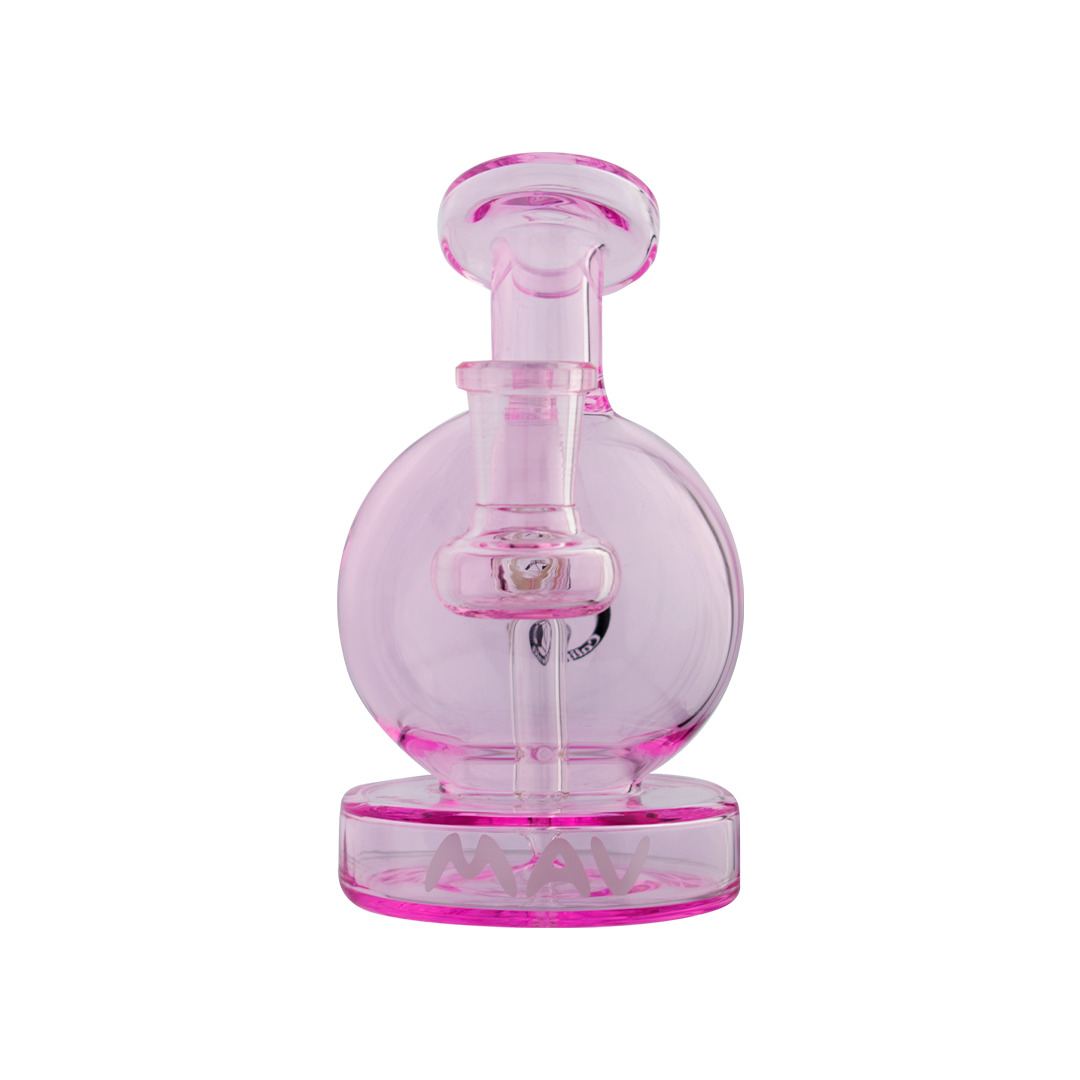 MAV Glass Vintage Bulb Dab Rig in Pink with Glass on Glass Joint, Front View