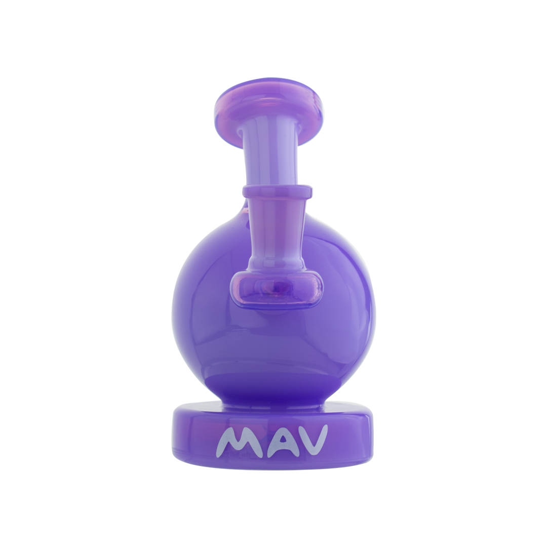 MAV Glass Vintage Bulb Dab Rig in Purple Milk, 70mm Diameter, 4" Height, Front View