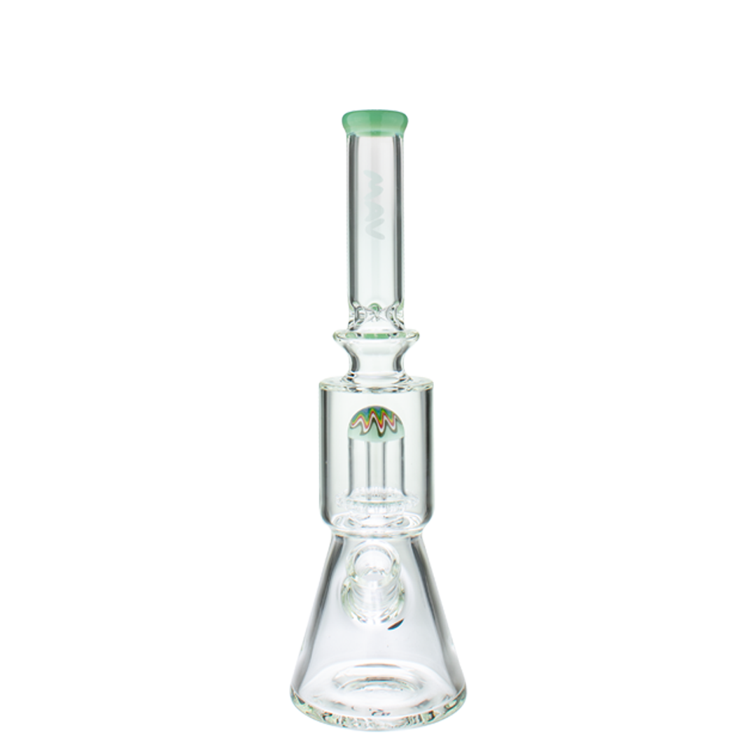 MAV Glass Wig Wag Reversal UFO Beaker in Seafoam with Showerhead Percolator - Front View