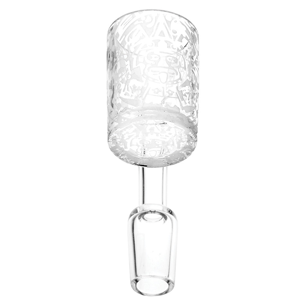 14mm Male Mayan Calendar Etched Quartz Banger for Dab Rigs, Front View on White Background
