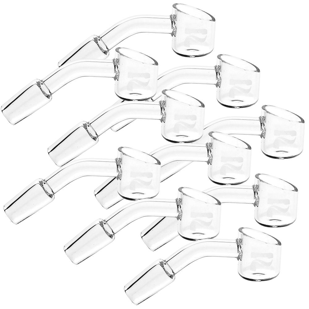 Pulsar 45 degree 14mm male quartz banger, a pack of 10 clear quartz dab rig bangers for concentrates