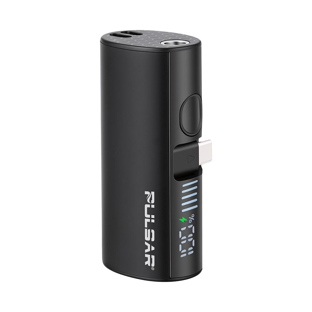 Pulsar Relay vape battery and power bank available in purple, blue, and black color options