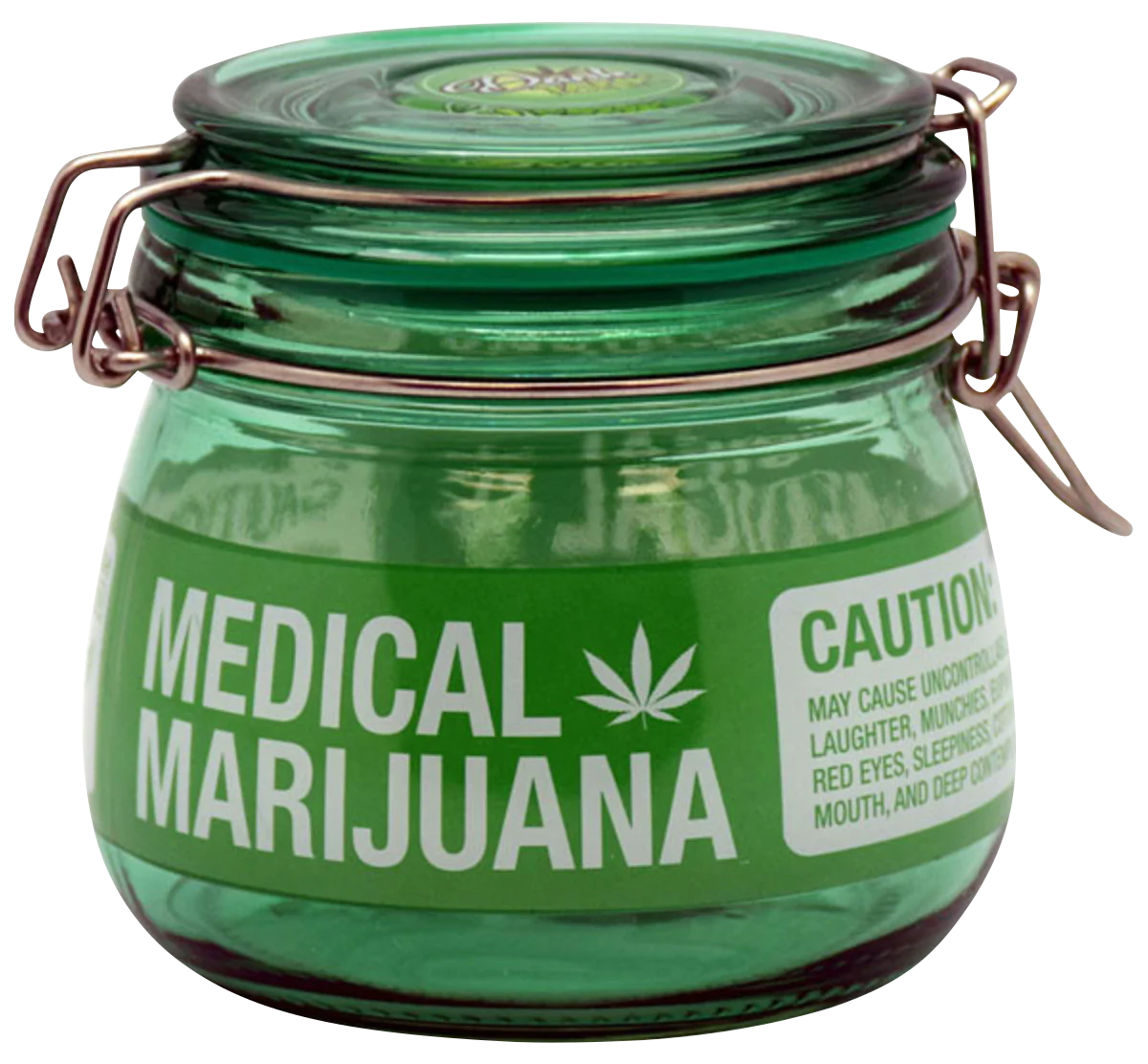 Borosilicate Glass Medical Marijuana Jar - Front View with Resealable Lid