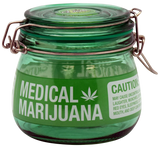 Borosilicate Glass Medical Marijuana Jar - Front View with Resealable Lid
