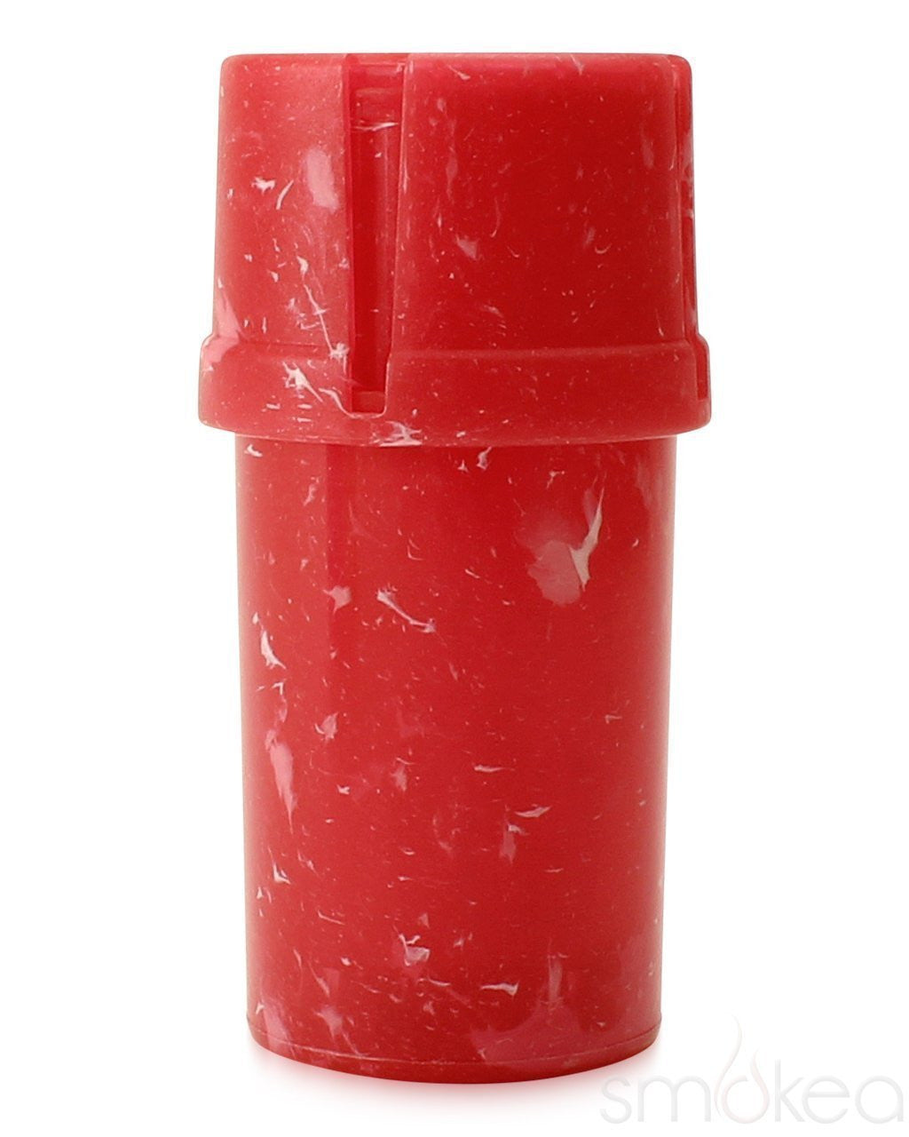 MedTainer Box in Marble Red - Airtight Stash Jar with Grinder - Front View