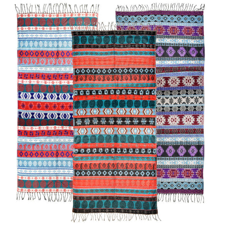 Mesoamerican Lightweight Woven Blankets - Assorted Colors, Front View
