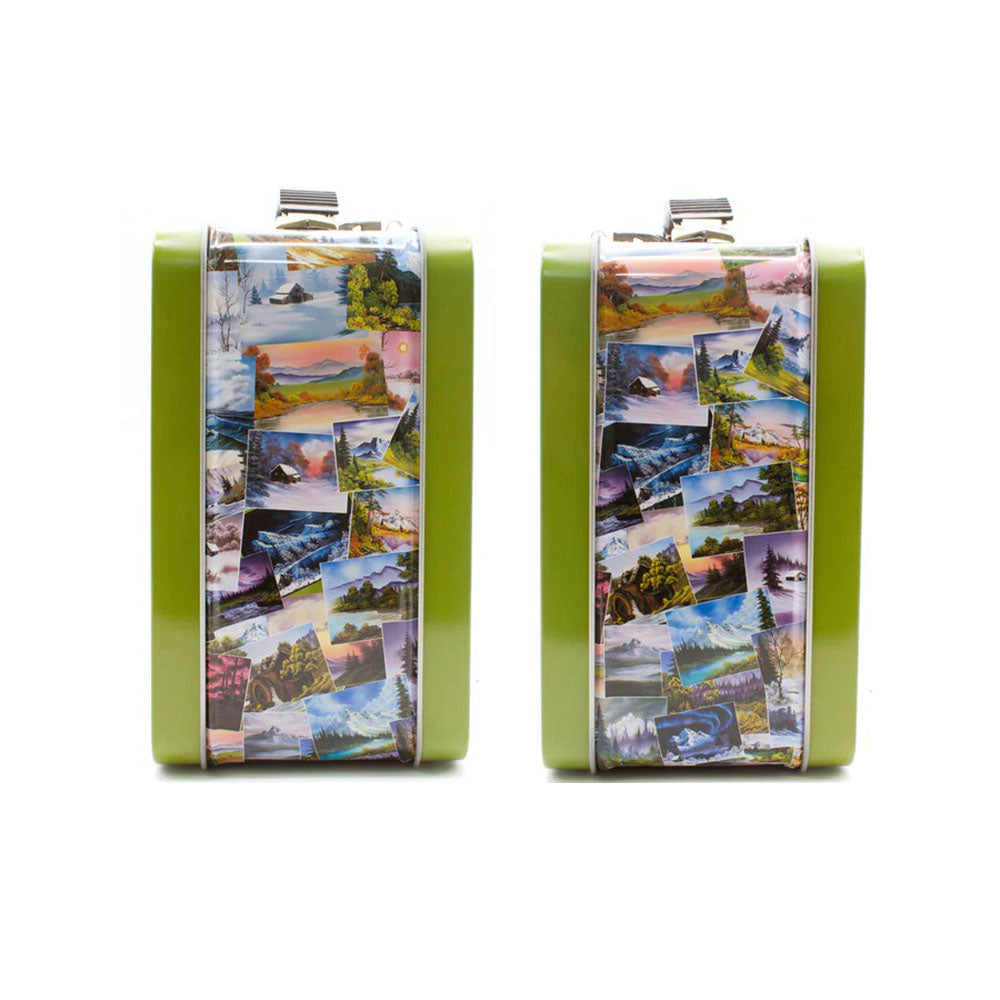 Vintage-inspired Metal Lunch Box - Front and Side Views - Collage Design