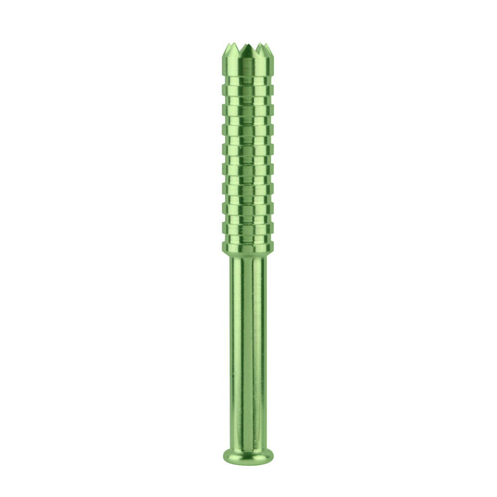 Green Metal One-Hitter Chillum Pipe - The Digger with Textured Grip - Front View