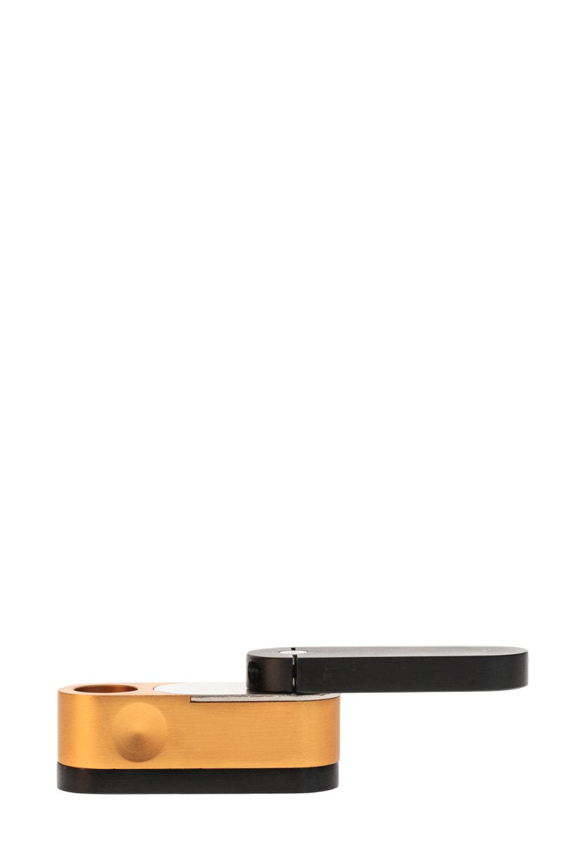 Black and Gold Metal Twister Stealth Dry Pipe with Stash Storage - Side View