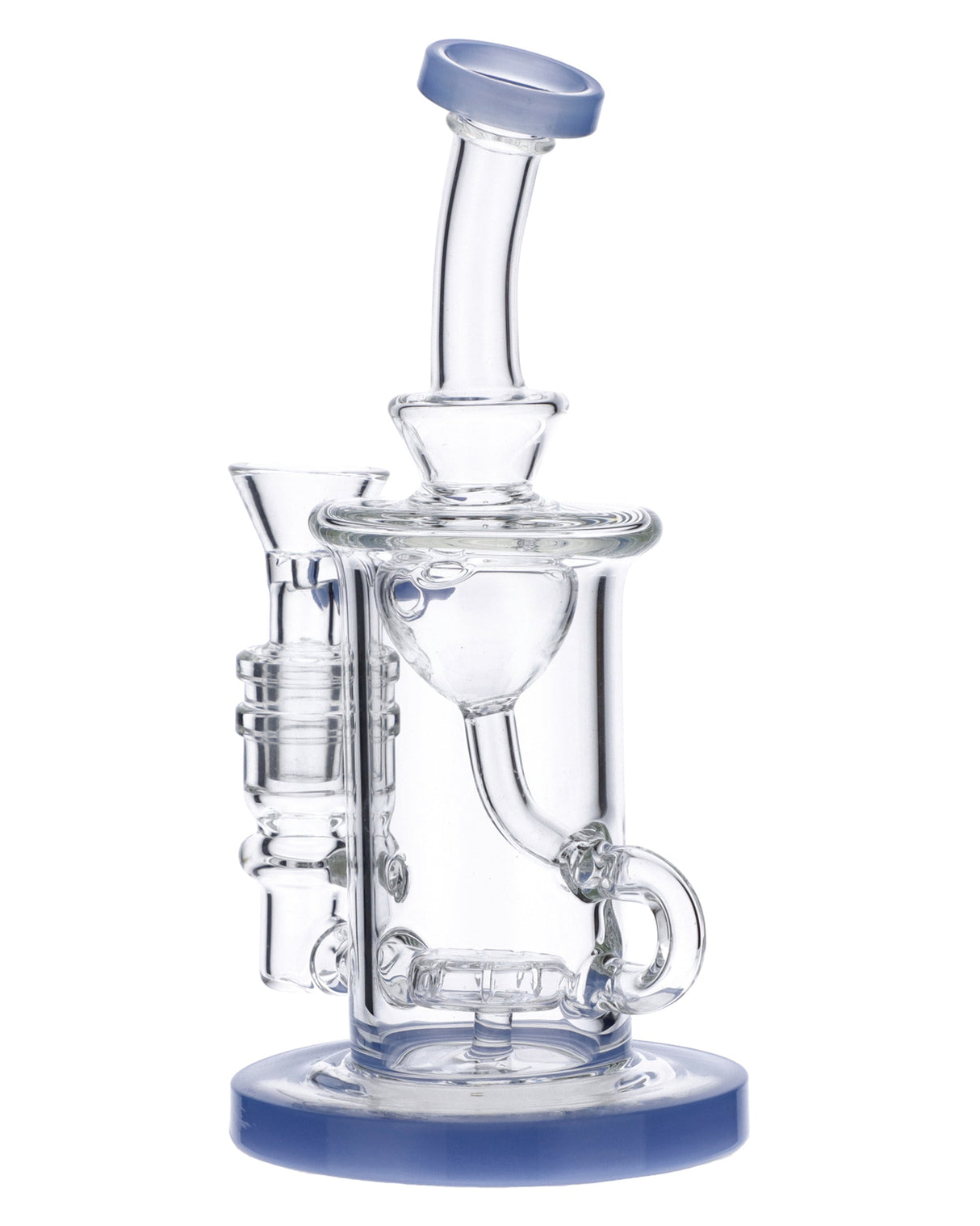 Milky Blue Quartz Water Pipe - 7in with Glass on Glass Joint and Banger Hanger Design