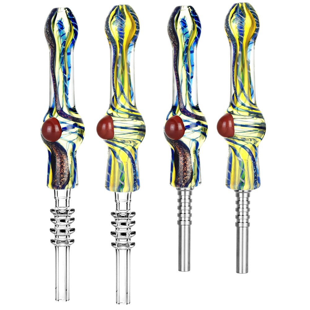 Milky Way Swirl with Marble Dab Straw, 6" Borosilicate Glass, Titanium Tip, Front View