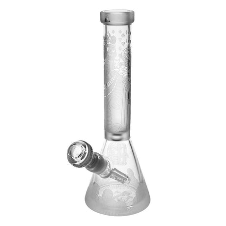 MilkyWay Glass 11" Unholy Coronation Beaker Bong, Intricate Etched Design, Front View