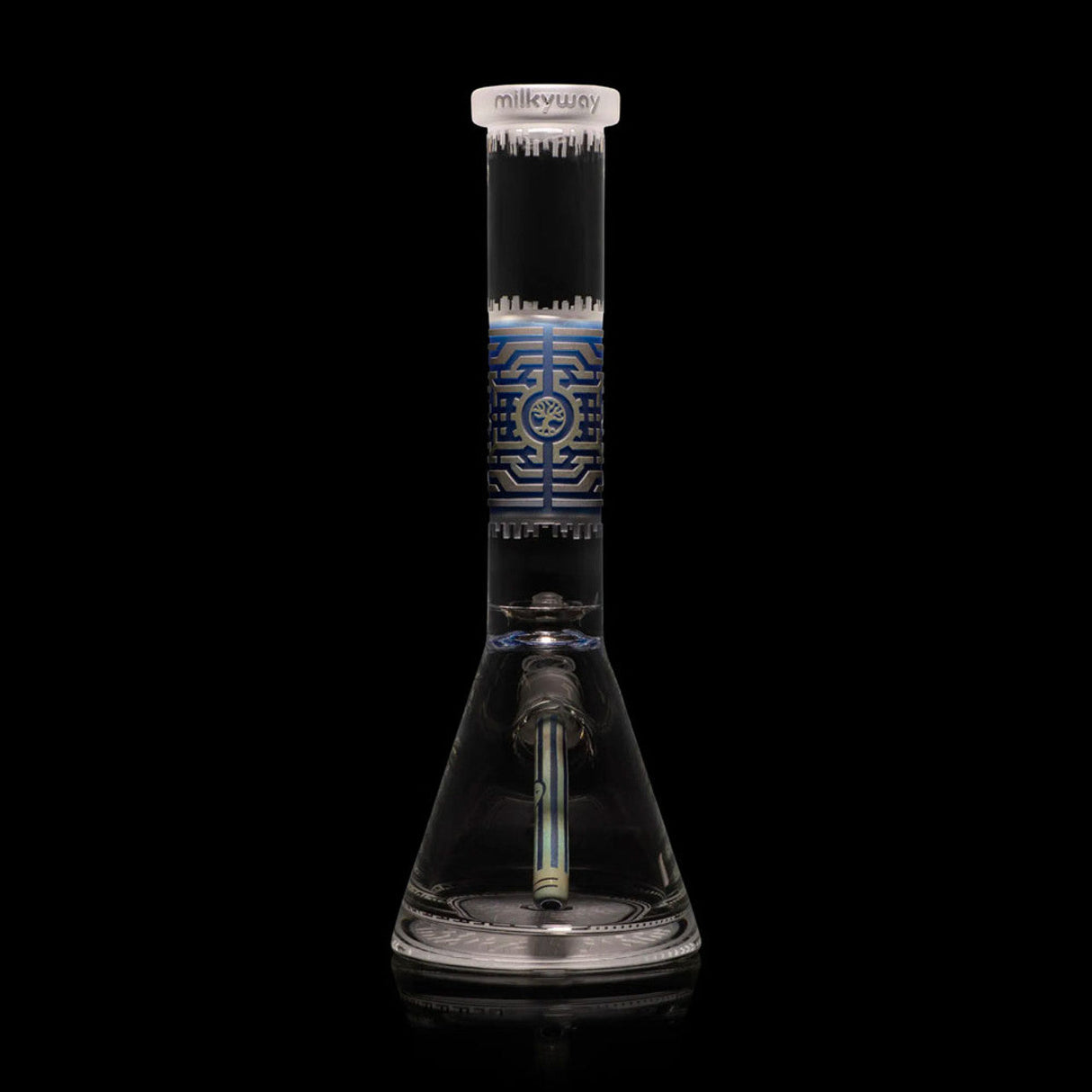MilkyWay Glass 15" Respire Beaker Bong with Elegant Etched Design - Front View