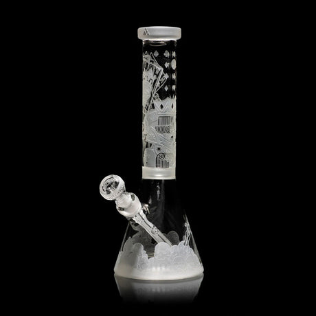 MilkyWay Glass 15" Skull Emperor Beaker Bong with Intricate Etching - Front View