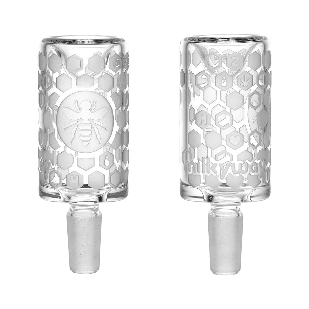 Milkyway Glass Bee Hive Herb Slide, 14mm Male, Clear Borosilicate with Honeycomb Design