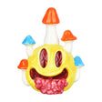 Mind Blown Shroomin' Smiley Face Ceramic Hand Pipe, Colorful Mushroom Design, Front View