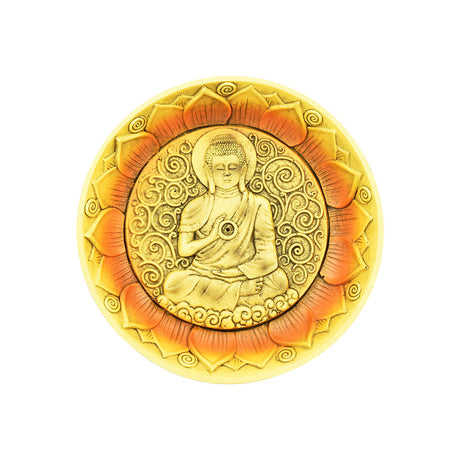 Mindful Buddha Round Incense Burner in Polyresin, 4.75" Diameter - Top View