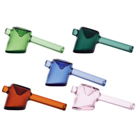 Assorted MJ Arsenal Kickstand Hand Pipes in Borosilicate Glass, 4 inch, Angled View