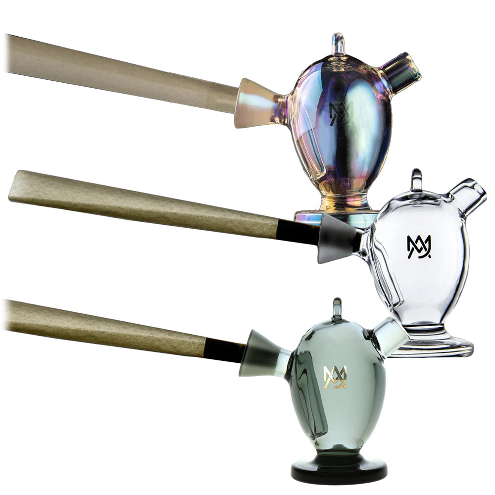 MJ Arsenal The Martian Blunt Bubbler in clear and iridescent borosilicate glass, 2.25" high, for dry herbs
