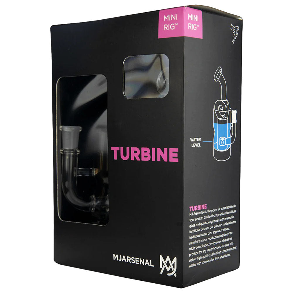 MJ Arsenal Turbine Mini Rig in box, 6" height, 10mm female joint, borosilicate glass
